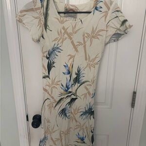 Paradise Found Cream Floral Mini Dress with Blue Accent